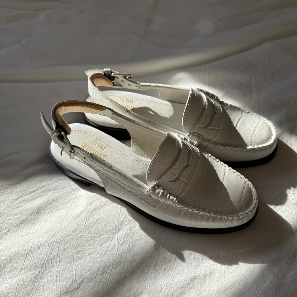GH Bass Weejuns Slingback Loafers - white croc